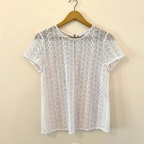 DVF Diane Von Furstenberg Scalloped Lace Top - Picture 3 of 8